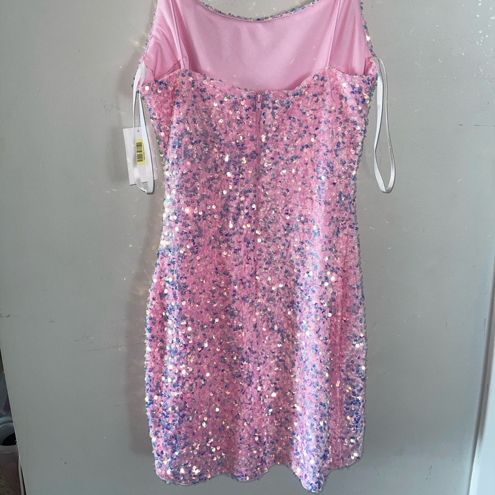 B darlin pink sparkle dress size small NWT